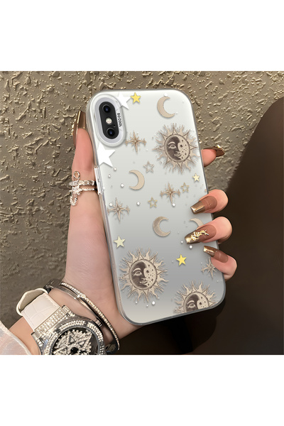 CASEVIBE iPhone XS Max Uyumlu Altın Tonlu Yıldız Desenli Akrilik Malzemeli Te...