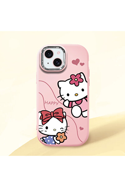 Hontinga iPhone 15 Uyumlu Kamera Korumalı Pembe Yumuşak Silikon Telefon Kılıf...