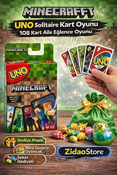 Emrah Gültekin Kart Oyunu Minecraft UNO 108 Kart Aile Oyunu Hediye Paketli Mi...