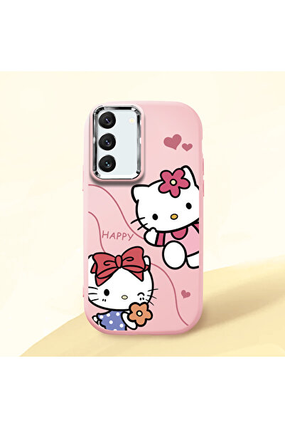 Hontinga Samsung Galaxy S22 Uyumlu Kamera Korumalı Pembe Yumuşak Silikon Tele...