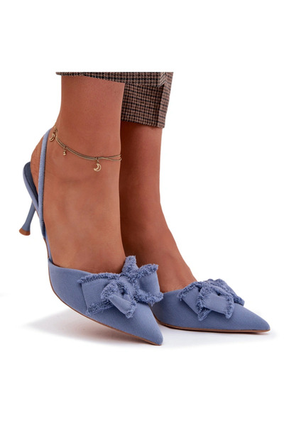 BOTO Women's High Heel Sandals With Bow Blue Hestia 39