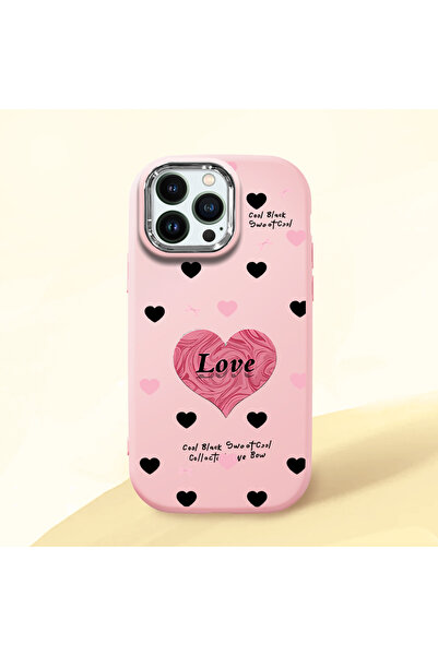 Hontinga iPhone 13 Pro Max Compatible Camera Protected Pink Soft Silicone Pho...