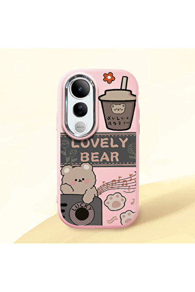 Hontinga حافظة هاتف من السيليكون الناعم باللون الوردي متوافقة مع كاميرا Vivo ...