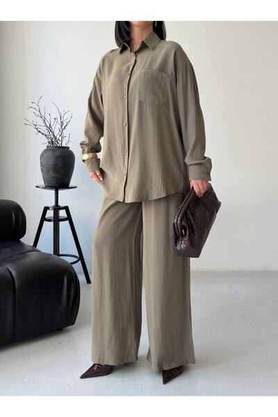 Tarzımızbir Σετ πουκάμισο-παντελόνι Μοντάλ Υφαντό υφασμάτινο χιτζάμπ