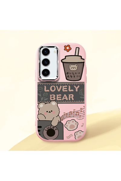 Hontinga حافظة هاتف من السيليكون الناعم باللون الوردي متوافقة مع هاتف سامسونج...