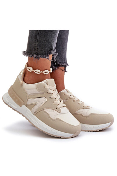 BOTO Sneakerși bej din piele sintetică pentru femei Vinelli 37