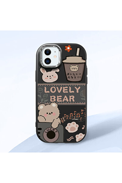 Hontinga iPhone 12 Mini Compatible Camera Protected Black Soft Silicone Phone...