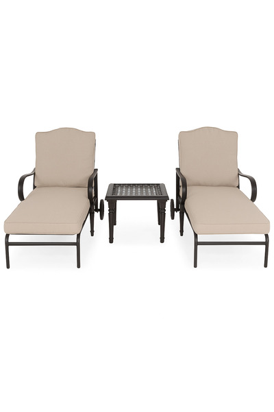 Maison Mex Set mobilier gradina/terasa 2 sezlonguri si masuta LAUREL, maro/bej