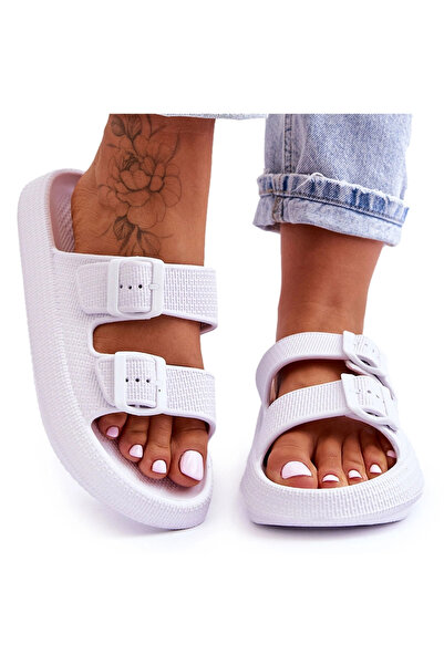 BOTO Sandale damă din spumă cu dungi albe Sharmen 40