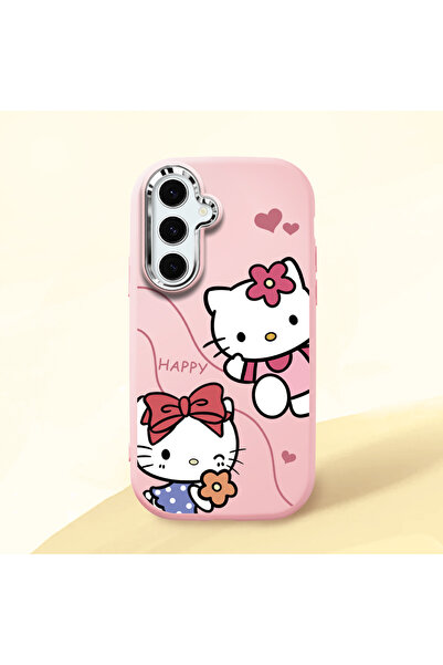 Hontinga Samsung Galaxy S24 FE Uyumlu Kamera Korumalı Pembe Yumuşak Silikon T...