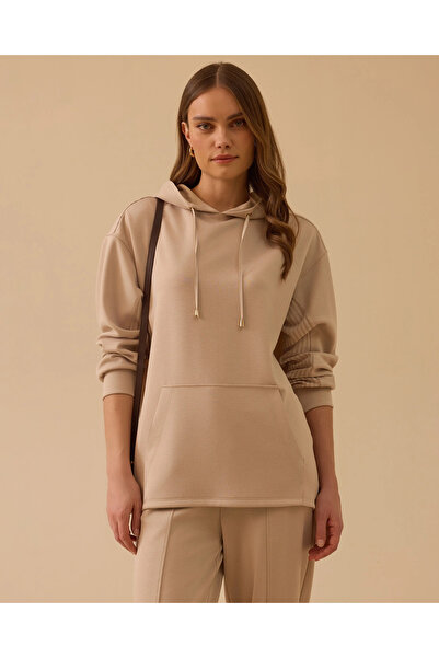 SCL Kapüşonlu Arka Çizgili Sweatshirt