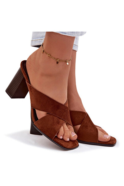 BOTO Sandale damă cu toc bloc, maro, Denessa 41