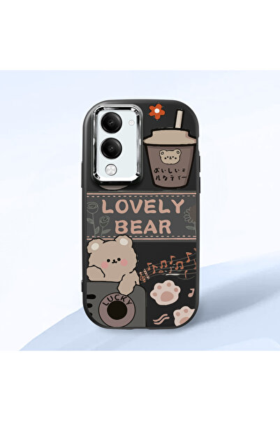 Hontinga حافظة هاتف من السيليكون الناعم باللون الأسود متوافقة مع كاميرا Vivo ...