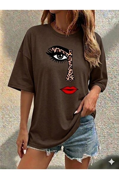WOODROFFE Γυναικείο T-Shirt Face με τύπωμα oversized Casual