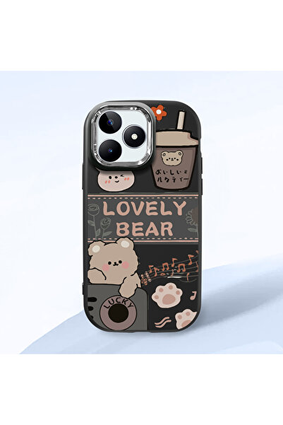 Hontinga حافظة هاتف من السيليكون الناعم باللون الأسود متوافقة مع كاميرا Realm...