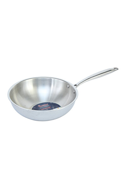 Chefline 24 cm Tri-Ply Stainless Steel Wok Pan