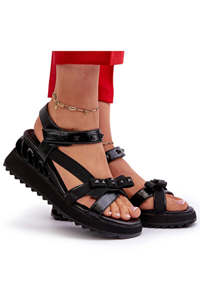 S.BARSKI Women's Sandals with Bow D&A CR956 Black 40