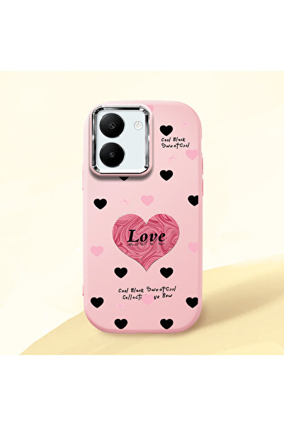 Hontinga حافظة هاتف من السيليكون الناعم باللون الوردي متوافقة مع كاميرا Vivo ...