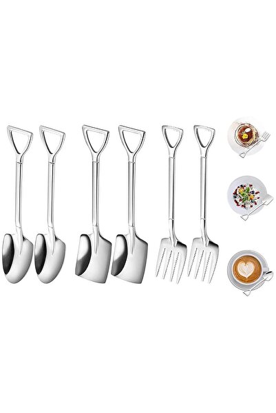 Arabest طقم ملاعق وشوك مكون من 6 قطع، ملعقة قهوة من الفولاذ المقاوم للصدأ، بم...