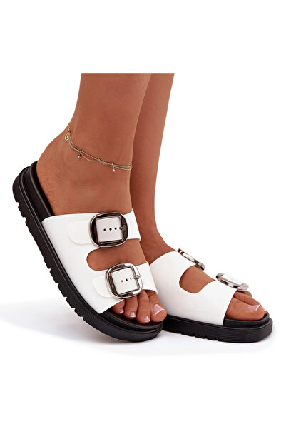 BOTO Papuci de damă cu cleme pe platformă albi Elamas 40