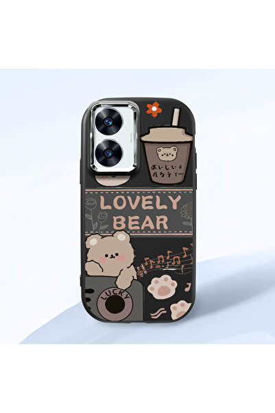 Hontinga حافظة هاتف من السيليكون الناعم باللون الأسود متوافقة مع كاميرا Realm...