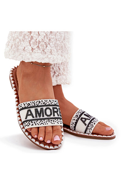 BOTO Sandale plate de damă cu decorațiuni Amore albe Avelina 37