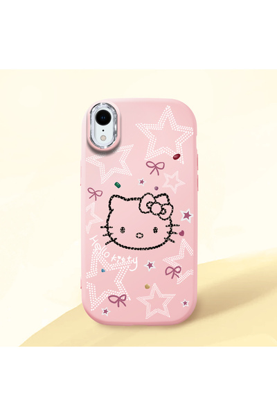 Hontinga iPhone XR Uyumlu Hello Kitty Desenli Kamera Korumalı Pembe Yumuşak S...