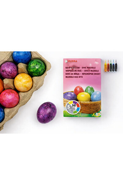 GIA'S WORLD Set vopsea ouă METMA – Efect Marble, 5 culori pentru până la 50 d...