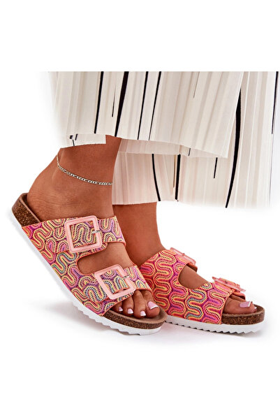 S.BARSKI Papuci de damă cu catarame și sclipici portocaliu RB51-006 40