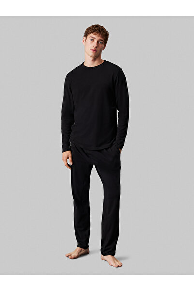 Calvin Klein طقم بيجاما رجالي أسود من قطعتين قطن مخلوط