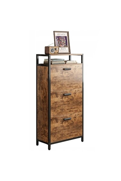 BADU Rustic Brown Shoe Cabinet - Vintage Industrial