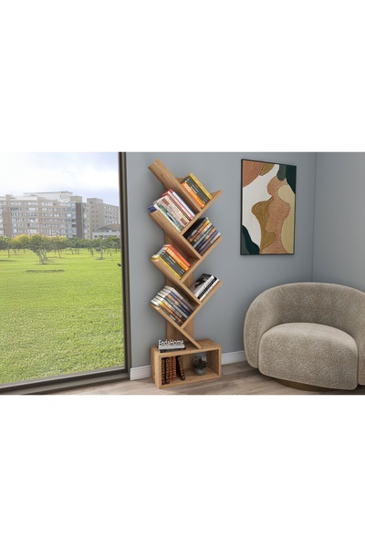 Vivense ERİNE ZİKZAK KİTAPLIK, ATLANTİK ÇAM, 8 RAFLI