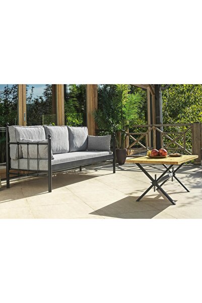 Vivense Lalas Metal Sofa Sedir Üçlü Koltuk, Füme, 70X200