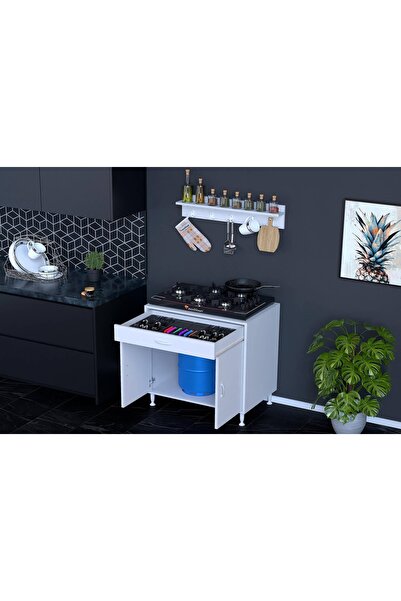 Vivense DOQU XXXL OCAK ALTI TÜP GÖZLÜ SET, 56 CM, ASKILI RAFLI