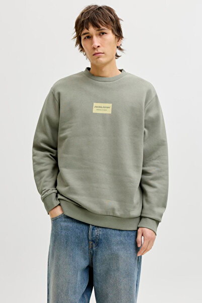 Jack & Jones Hanorac pentru bărbați cu imprimeu pe piept guler rotund - Frank