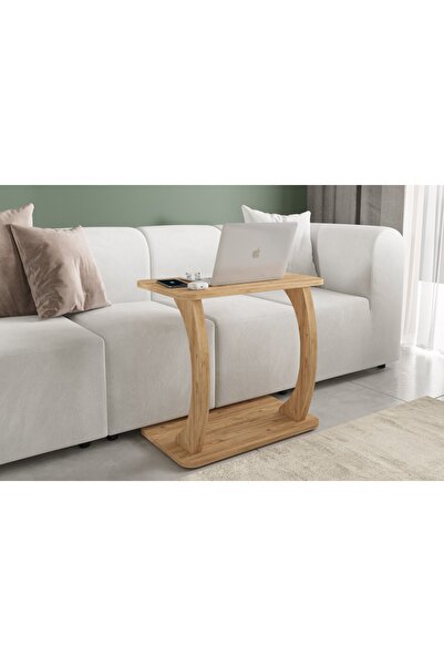 Vivense HULK TEKERLEKLİ GENİŞ YAN SEHPA, ÇAM