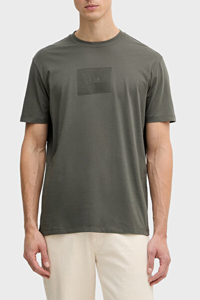 Armani Exchange قطن قطعة تي شيرت رجالي ذو قصة عادية وياقة دائرية بشعار XM0024...