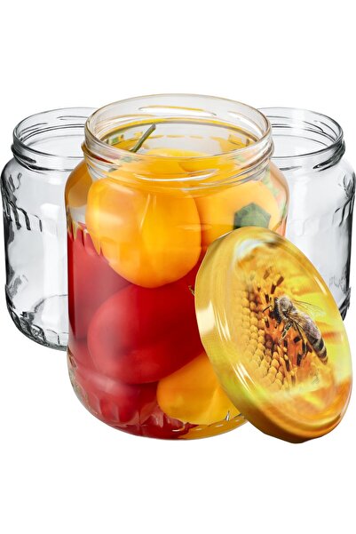 KADAX 8x Jar 720 ml Glass Honey Preserve Jars Lids Caps Fi 82