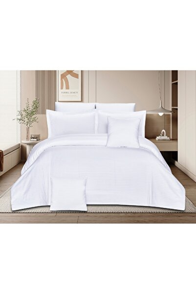 MIXSNOW 6PCS Comforter Set Soft Microfiber Striped Fabric Duvet Cover Removab...