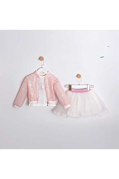 Cumino Girl's 3-Piece Party Set with Sequin Jacket