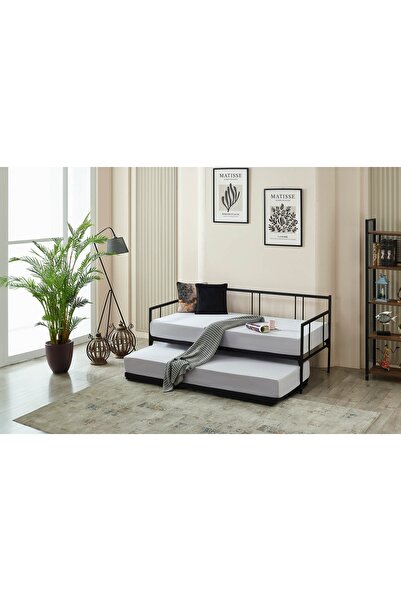 Vivense Forte Daybed Yavrulu Metal Karyola, Siyah, 90X190
