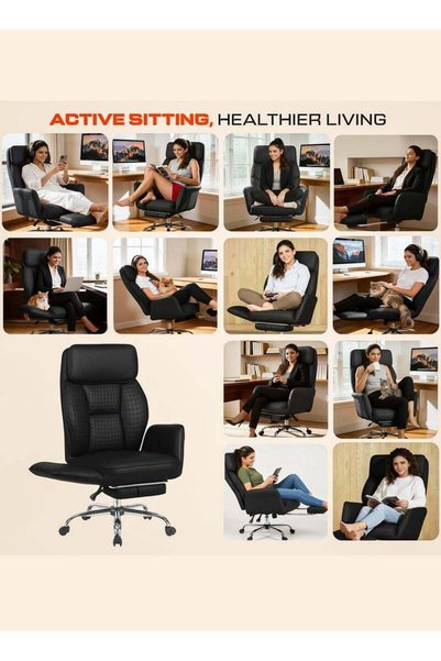DROGO Ergonomic Office Chair 400LBS with Footrest & Recline, High Back Computer Chair (Black)