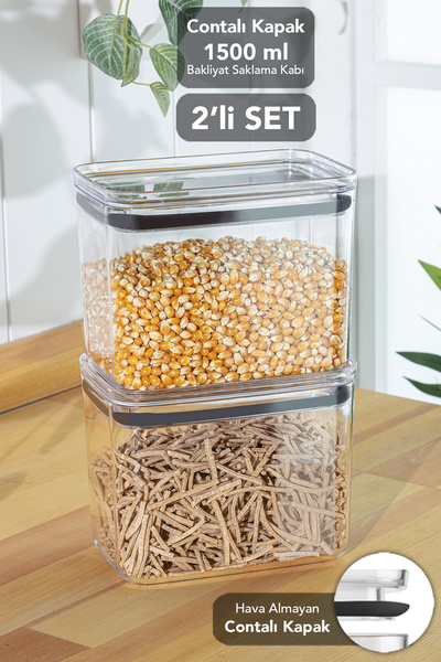 Meleni Home حاوية تخزين مستطيلة الشكل من بيور، عبوة من قطعتين - حاوية طعام شف...