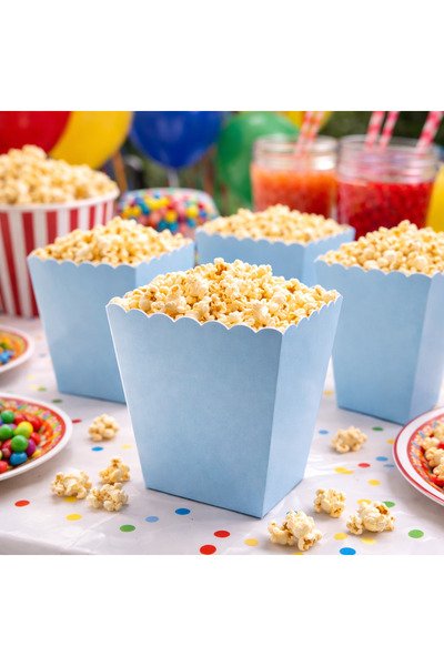 Happyewent 8’li Açık Mavi Popcorn Kutusu – Mısır Kabı Patlamış Mısır Servis K...
