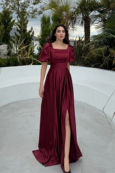 Sindimoda Dariah Balon Satin Sleeve Evening Dress 1121