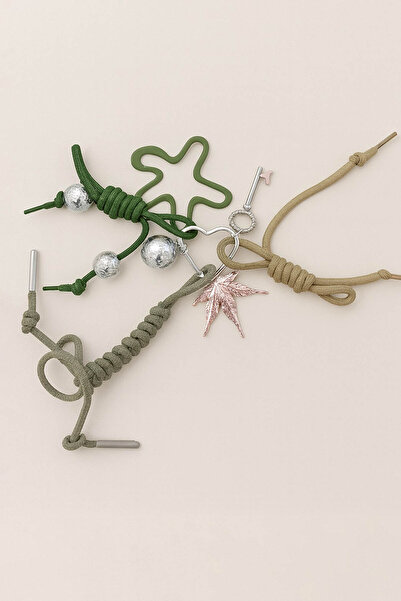 E MODA Breloc cu șnur din mai multe piese cu figură de frunză și ornament mod...