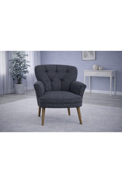 Vivense PUFY KOLLU TEKLİ BERJER, ANTRASİT, CEVİZ AYAK