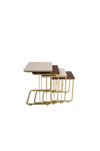 Vivense Tekerlekli Yan Zigon Sehpa, Gold Ayak, Dörtlü