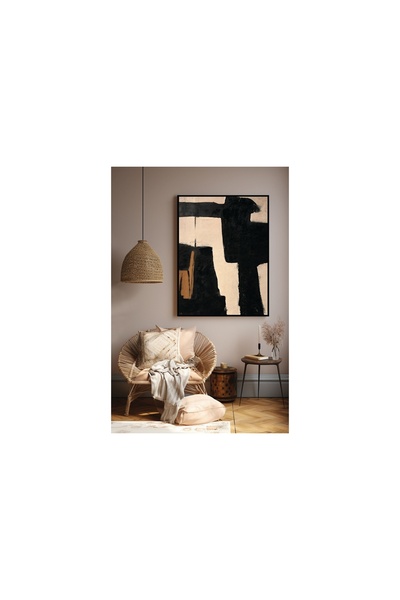 Vivense Soyut Yağlı Boya Dokulu Tablo, Siyah, 90X120 Cm