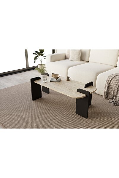 Vivense LEAPİRİ ORTA SEHPA MODERN MERMER DESEN SİYAH